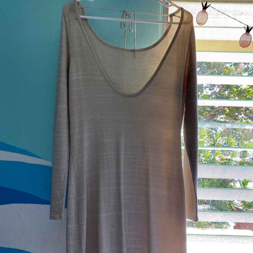 NUDE/GOLD LONG SLEEVED DRESS